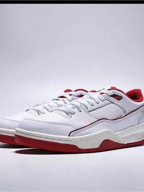 Jordan Men's White and Red Athletic Sneakers